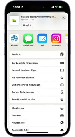 Einstellungsmenü des Safari-Browsers