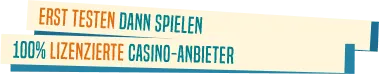 Hinweisbanner zu lizenzierten Casino-Anbietern und verantwortungsbewusstem Spielen